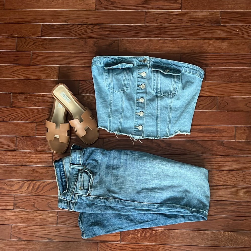 🎀 Denim Button Down Tube Top
